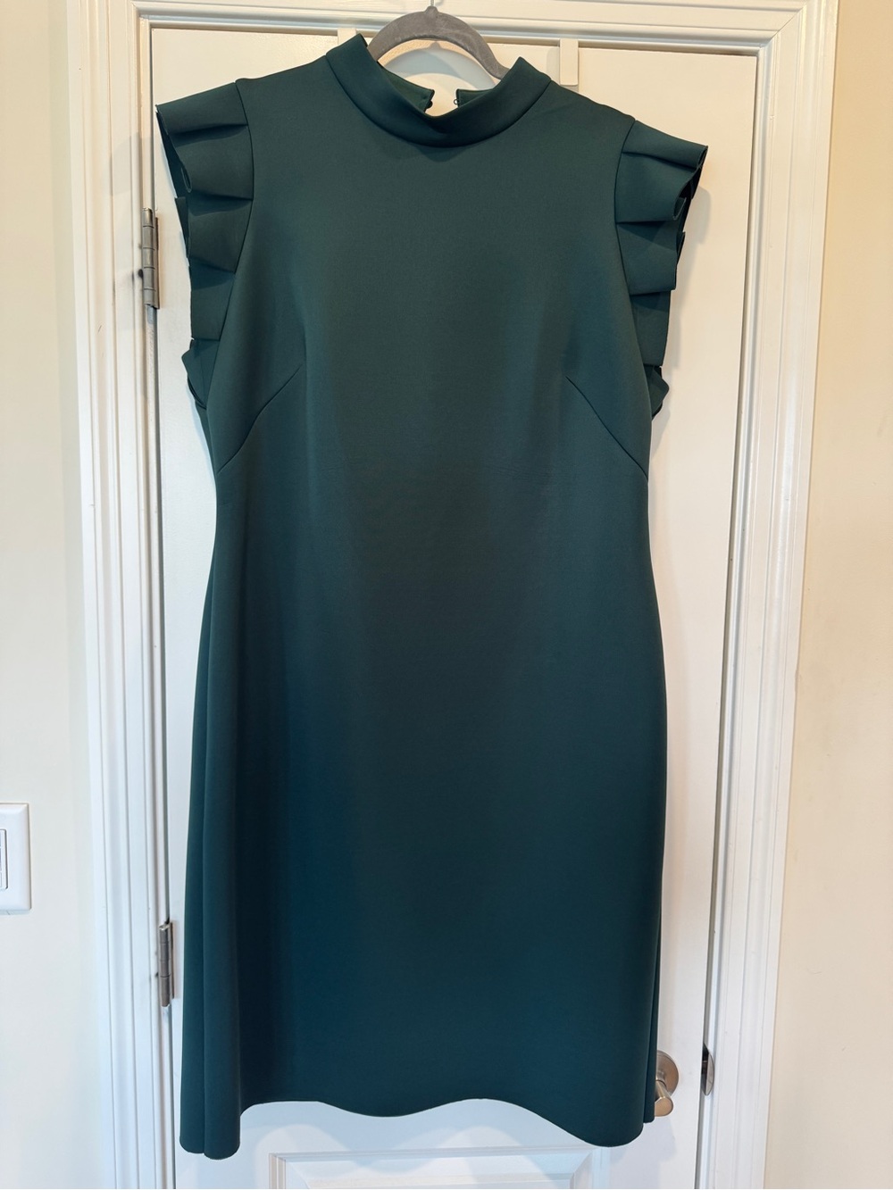 Eliza J Sleeveless Ruffle Shoulder Dress in Deep Teal